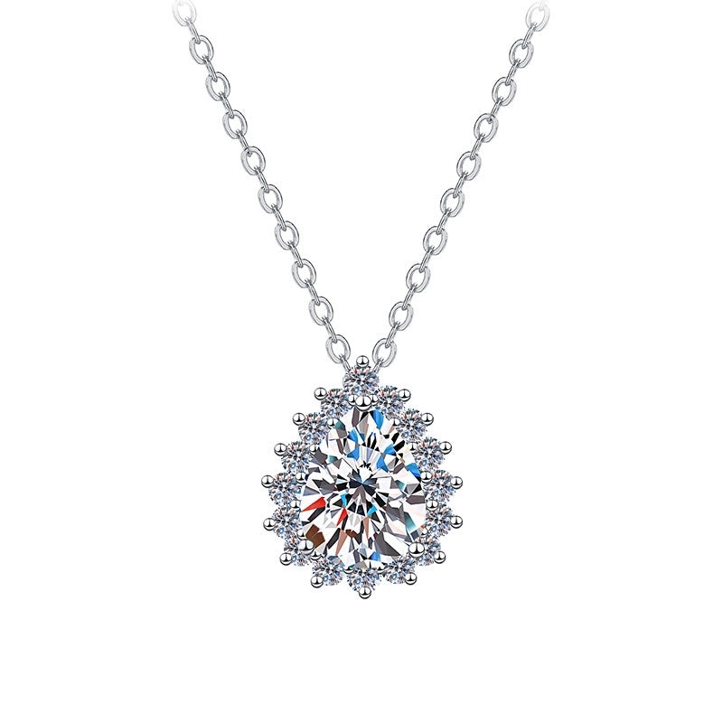 Minimalist Shiny Round Water Droplets Bow Knot Copper Plating Inlay Zircon Silver Plated Pendant Necklace Necklace Pendant