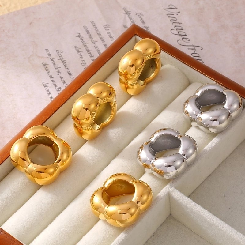 Elegant Exaggerated Minimalist Geometric 304 Stainless Steel 18K Gold Plated Plating Rings