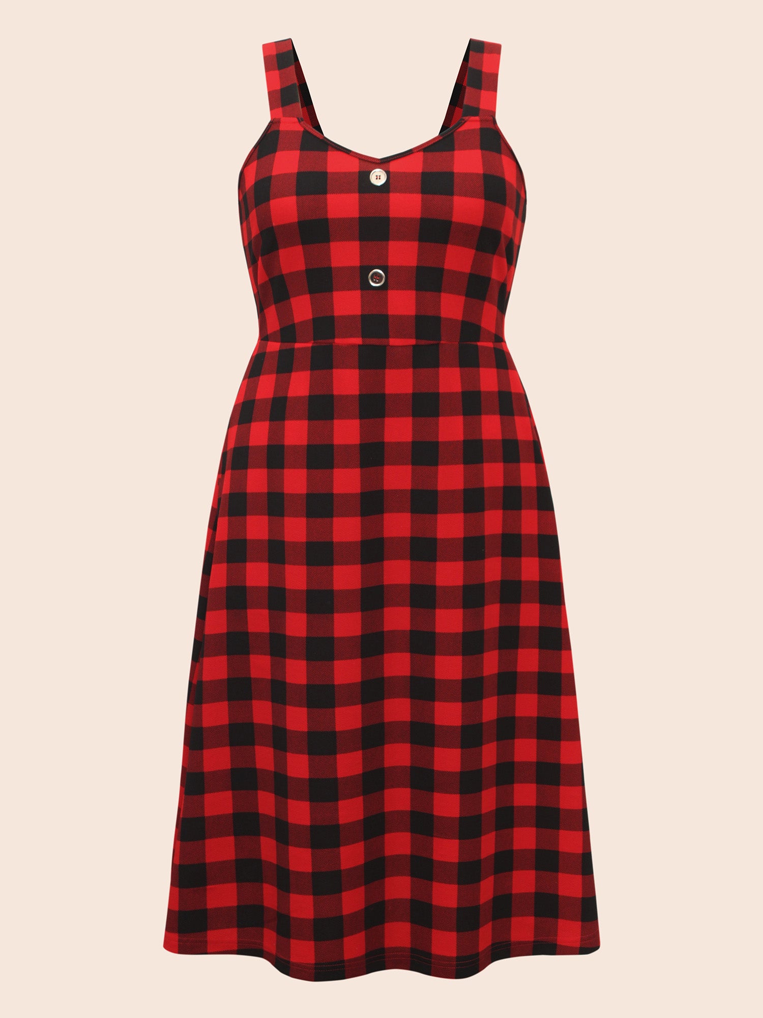 Cami Plaid Front Button Midi Dress