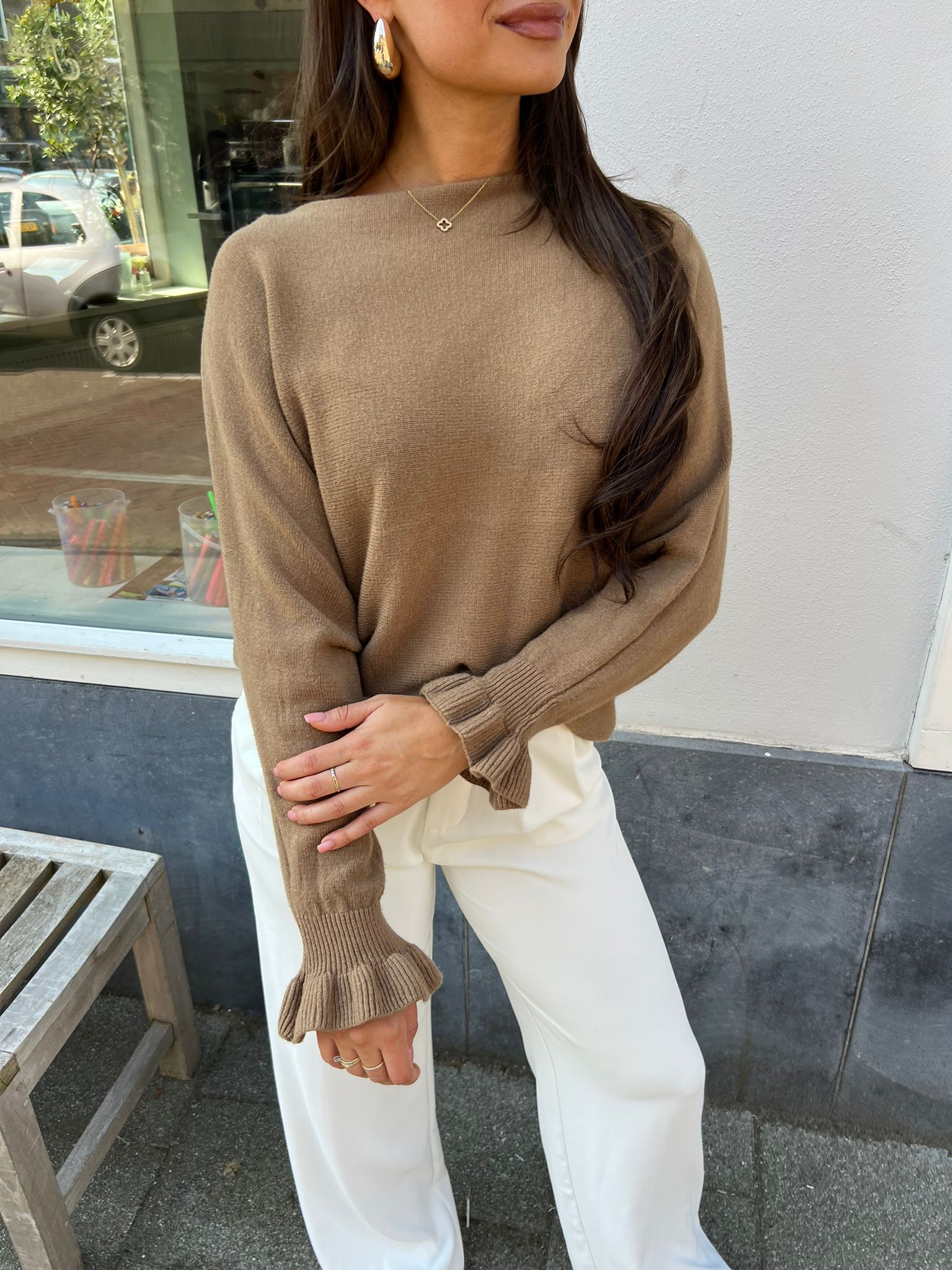 Vlinder Ruffle Sleeve Choco