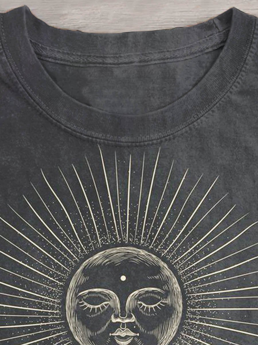 Unisex Sun Moon And Stars Sun God Totem Art Print Design T-shirt