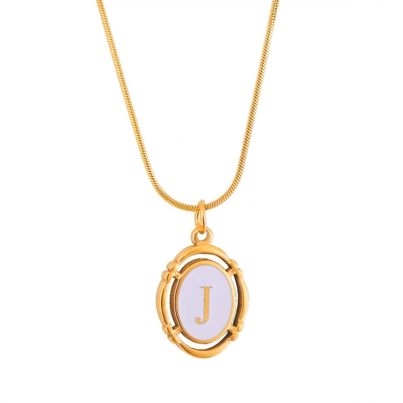 Stainless Steel Classic Style Stoving Varnish Plating Letter Pendant Necklace