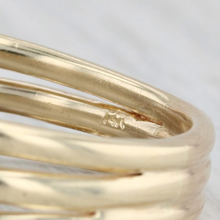 0.25ctw Diamond 3-Band Wedding Band 14k Yellow White Gold Size 11 Coil Accents