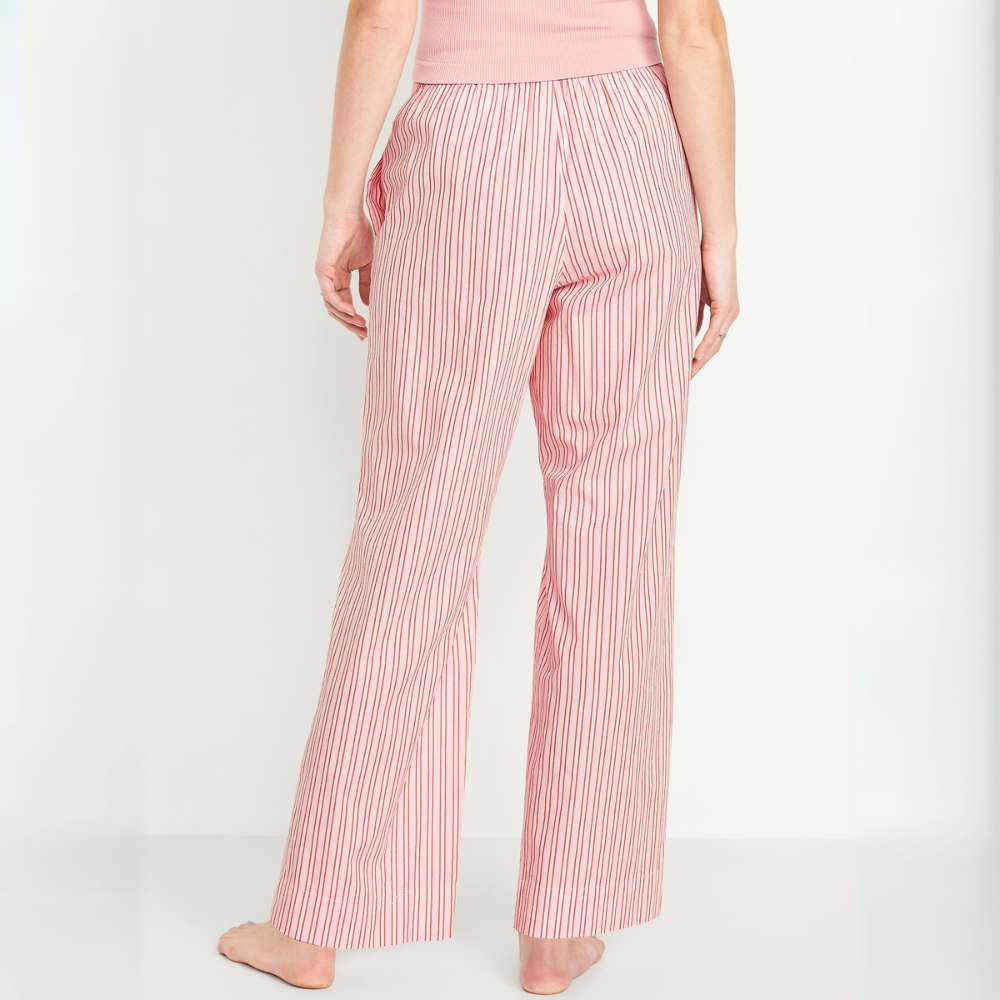 High Rise Printed Poplin Pants