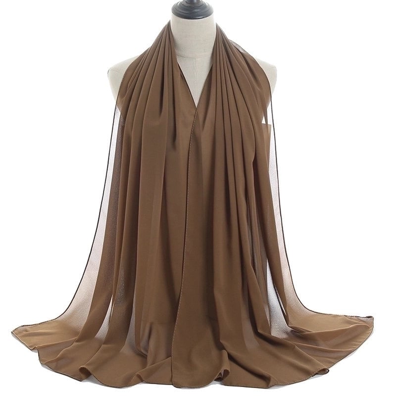 Women's Minimalist Solid Color Chiffon Cotton Linen Scarves