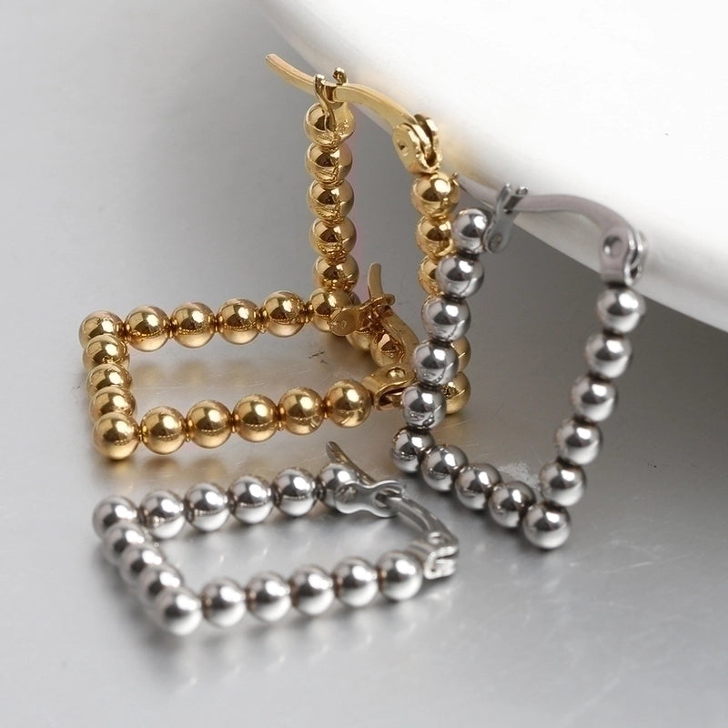 1 Pair Minimalist Geometric Solid Color Plating Stainless Steel Hoop Earrings