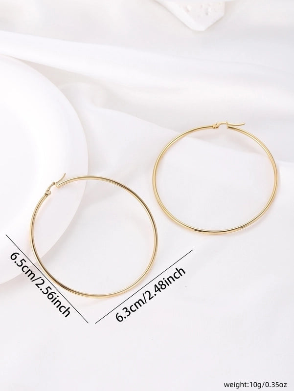 Vintage Style Modern Style Minimalist Round Titanium Steel 18K Gold Plated Hoop Earrings