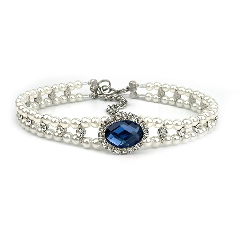 Rhinestone Pearl Design Pet Necklace