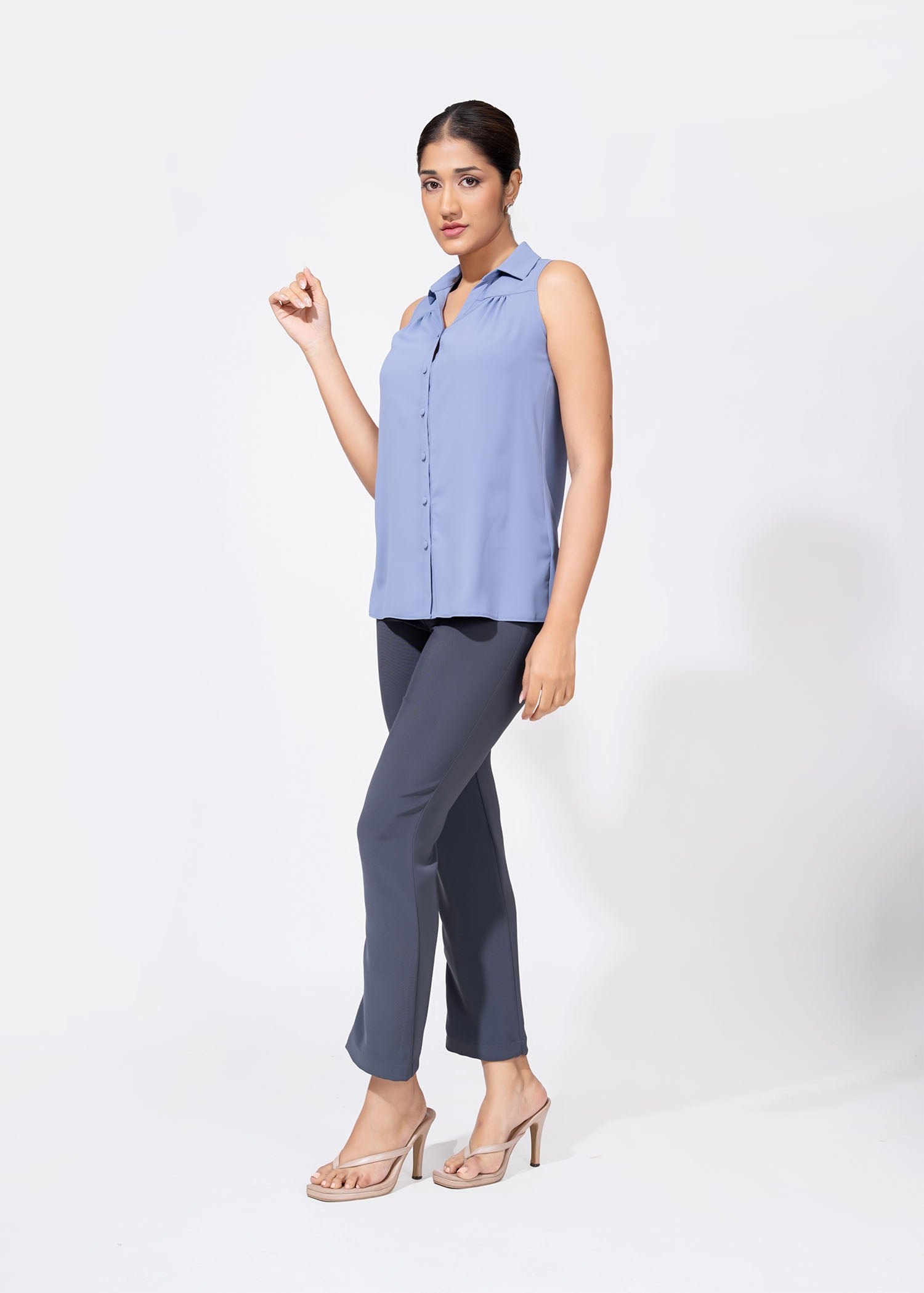 Sleeveless Blouse With Yoke