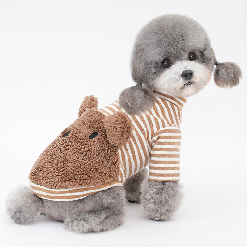 Furry Bear Striped Two-Legged Dog Clothes