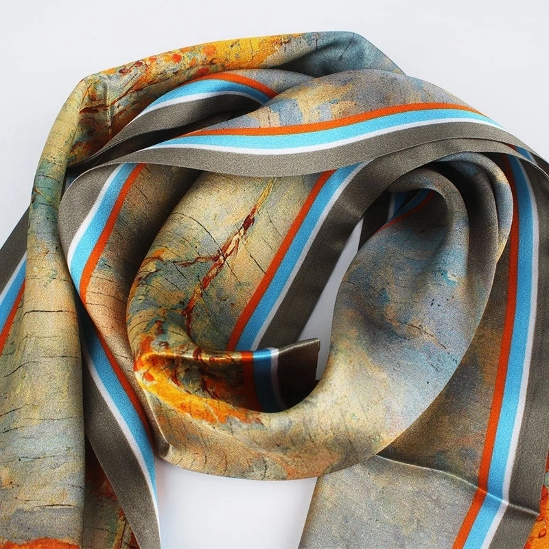 Women's Elegant Basic Lady Tie Dye Silk Printing Silk Scarf