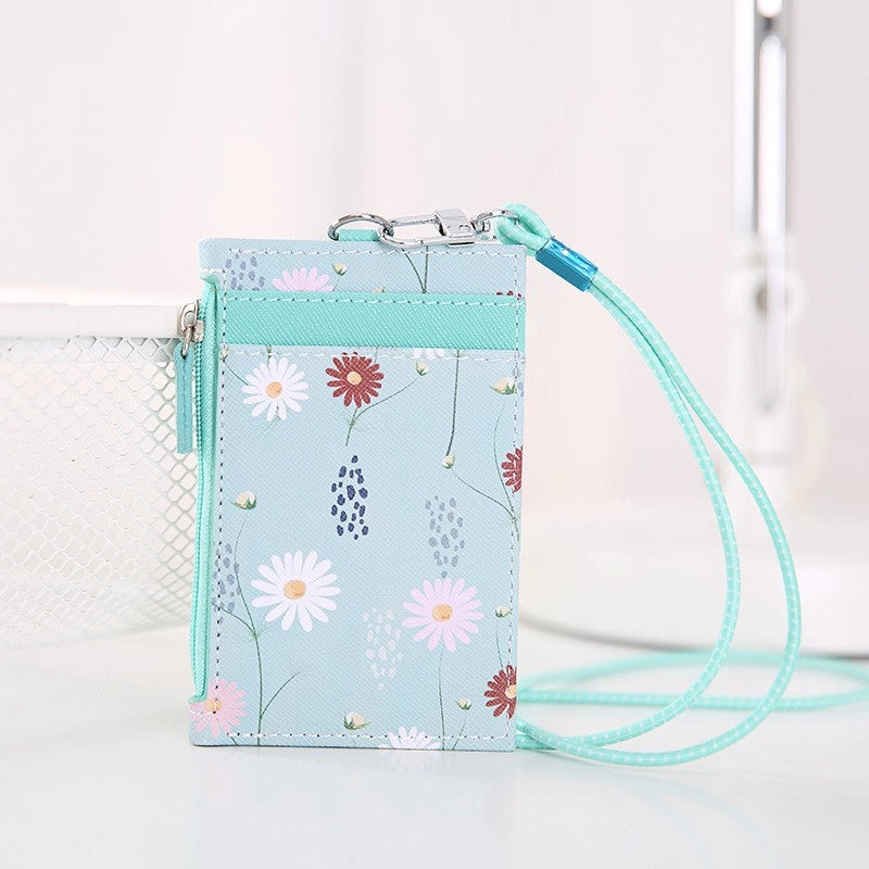 Unisex Flower Pu Leather Zipper Card Holders