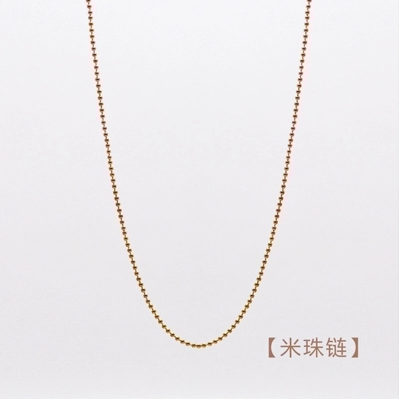 Fashion Round Titanium Steel 18K Gold Plated Inlaid Gold Necklace