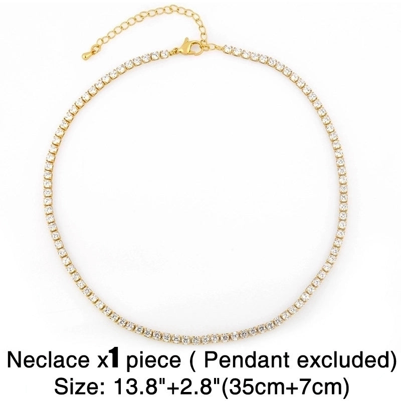 Copper Tennis Chain Inlaid Zircon Letter Necklace