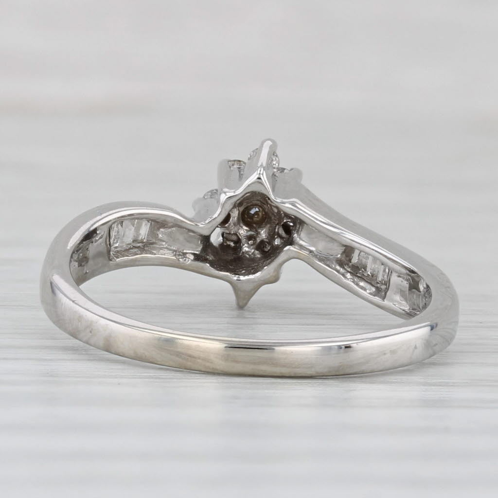 0.24ctw Diamond Cluster Bypass Engagement Ring 10k White Gold Size 7