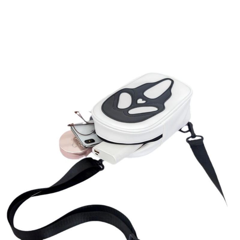 Halloween Women's Pu Leather Color Block Skull Streetwear Square Zipper Fanny Pack