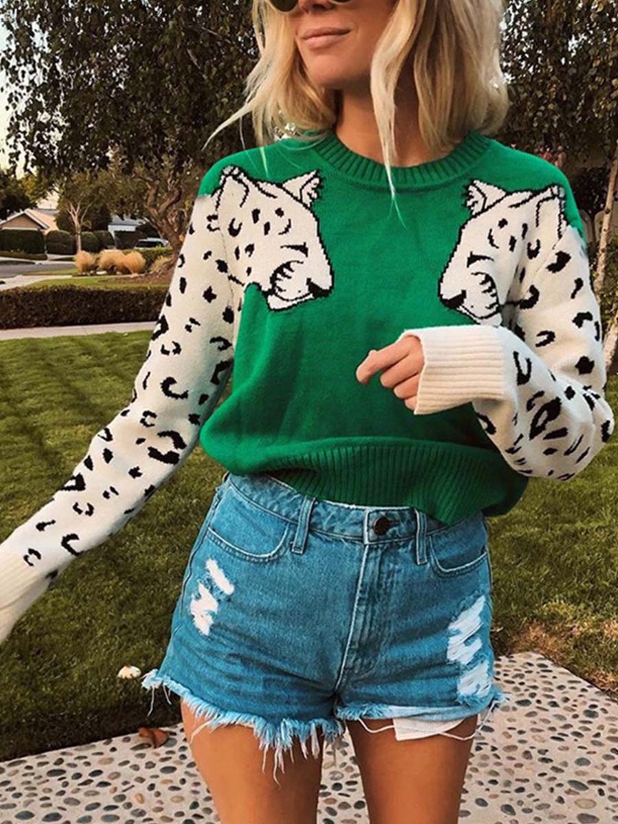 Snow Leopard Knit Sweater