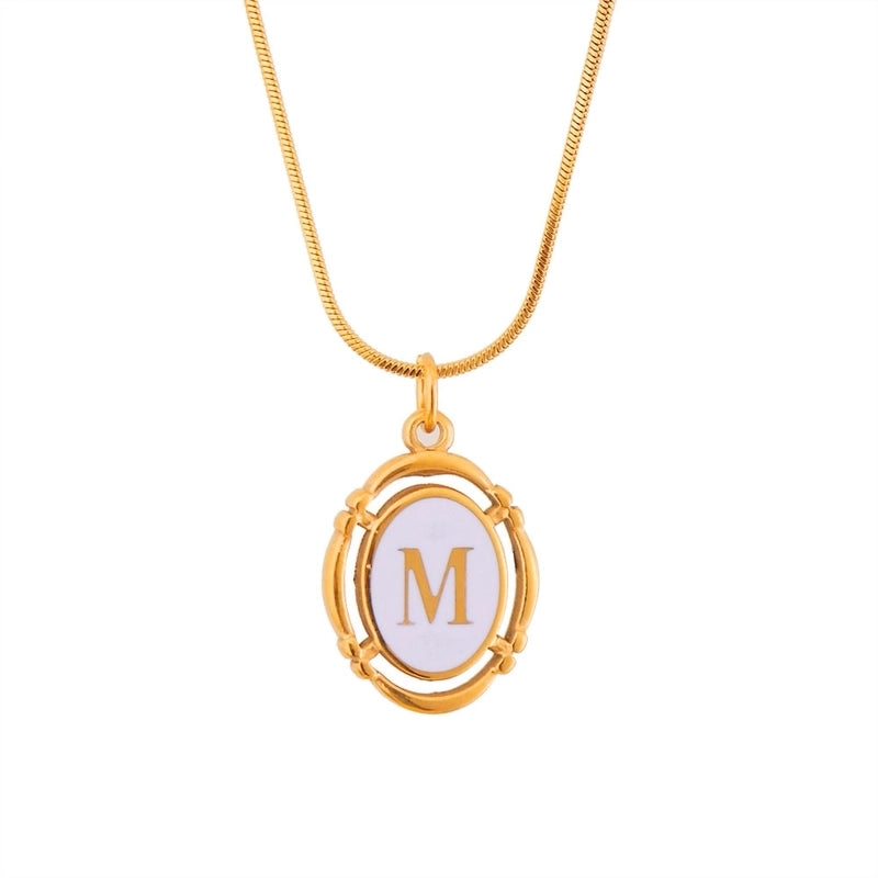 Stainless Steel Classic Style Stoving Varnish Plating Letter Pendant Necklace