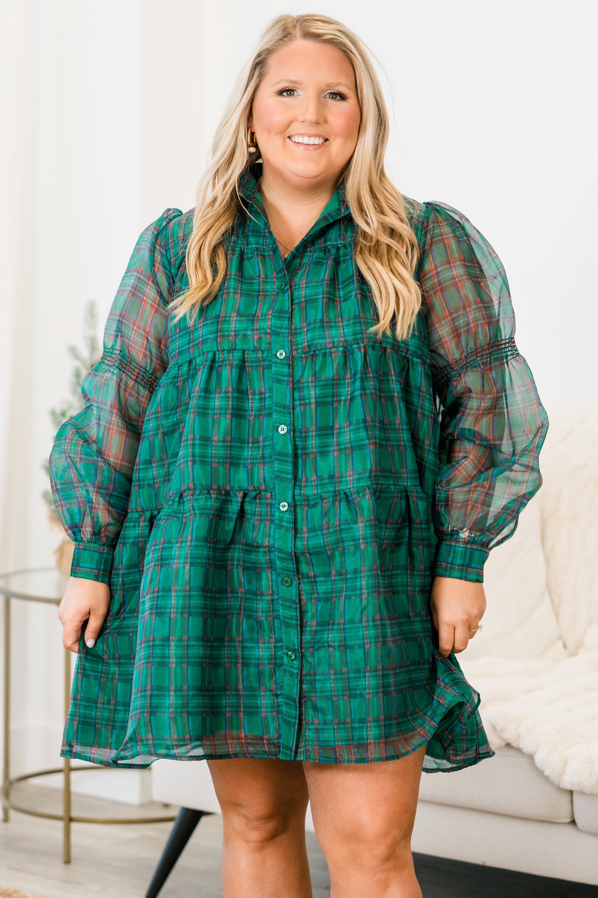 I'm So Plaid You're Mine Dress. Green