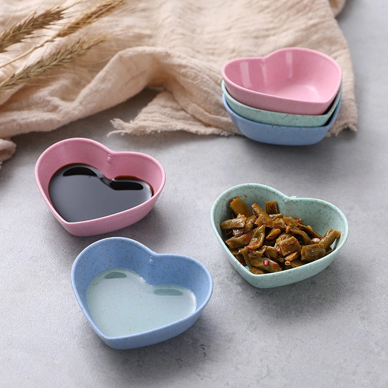 Cute Red Heart Solid Color Wheat Straw Tableware 1 Piece