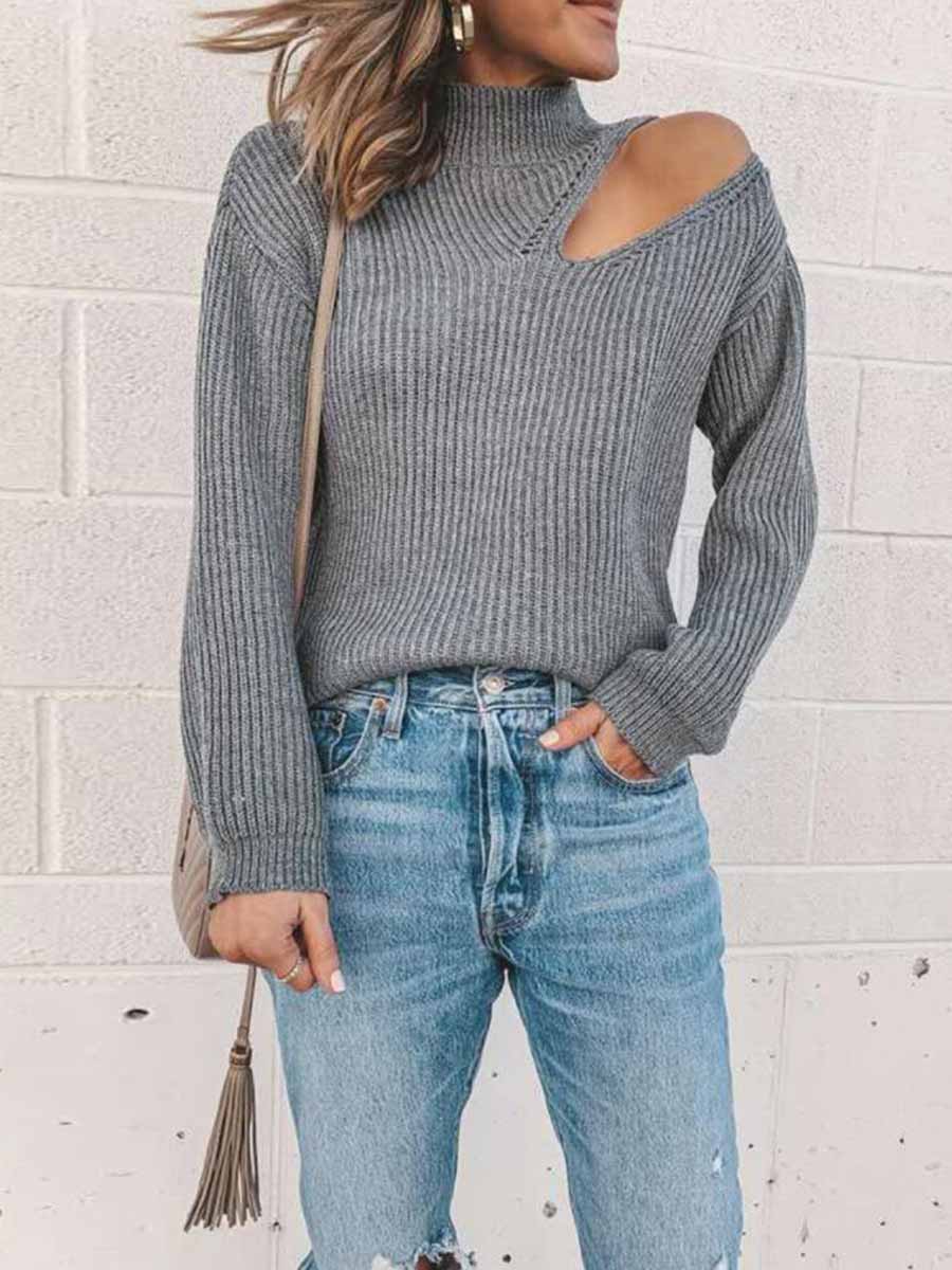 Off Shoulder Slim Sweater