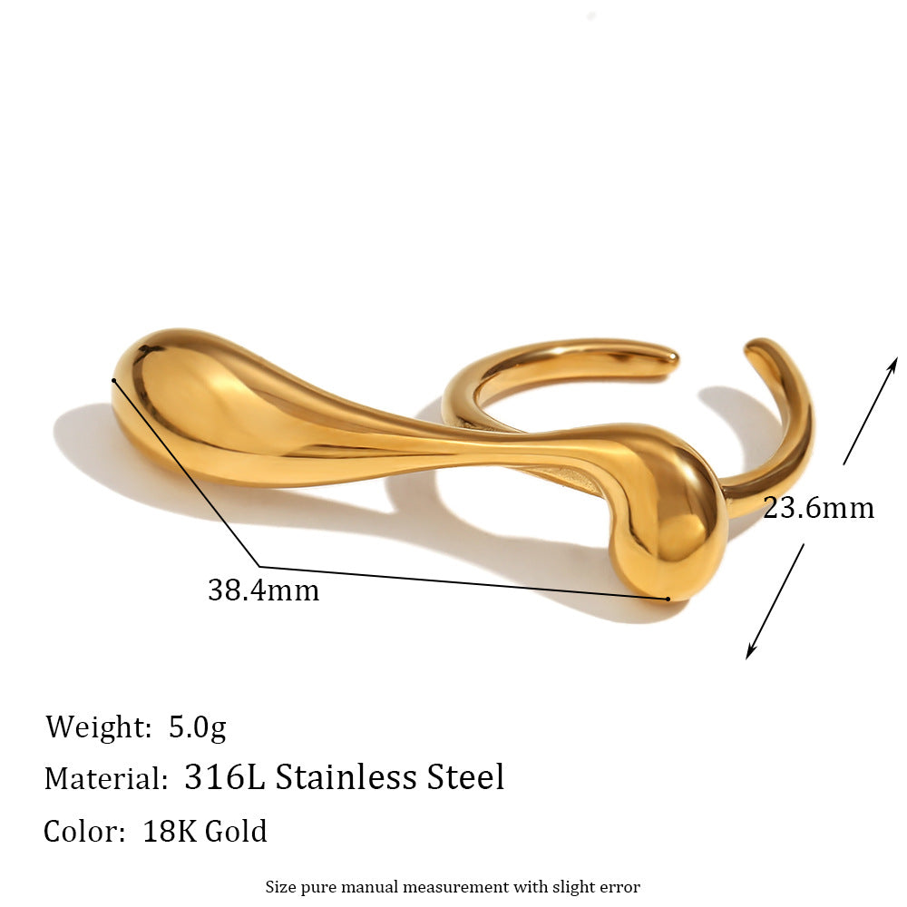 Fashion Niche Circle Geometric Stainless Steel 18K Gold Plated Rings