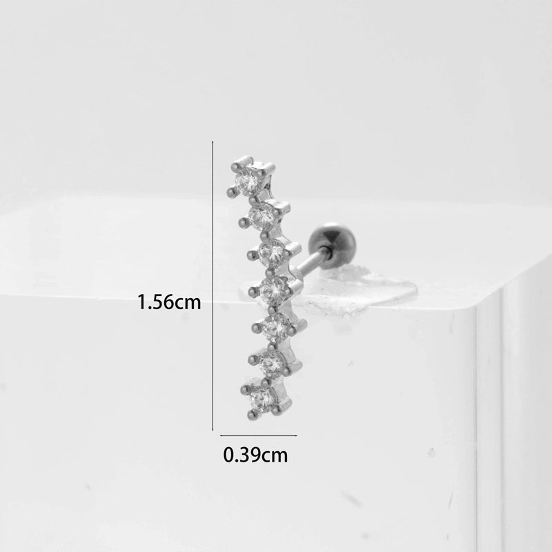 Ear Cartilage Rings & Studs Flower 316L Stainless Steel  Copper Inlaid Zircon