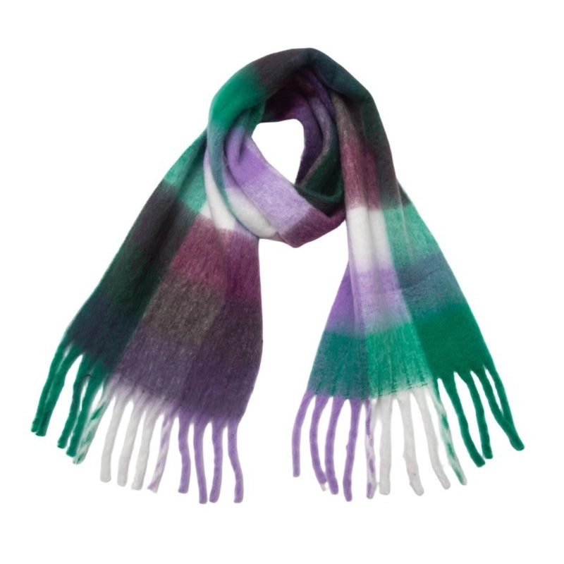 Hot New Autumn And Winter Men's And Women's Circle Yarn Coarse Tassel Plaid Scarf