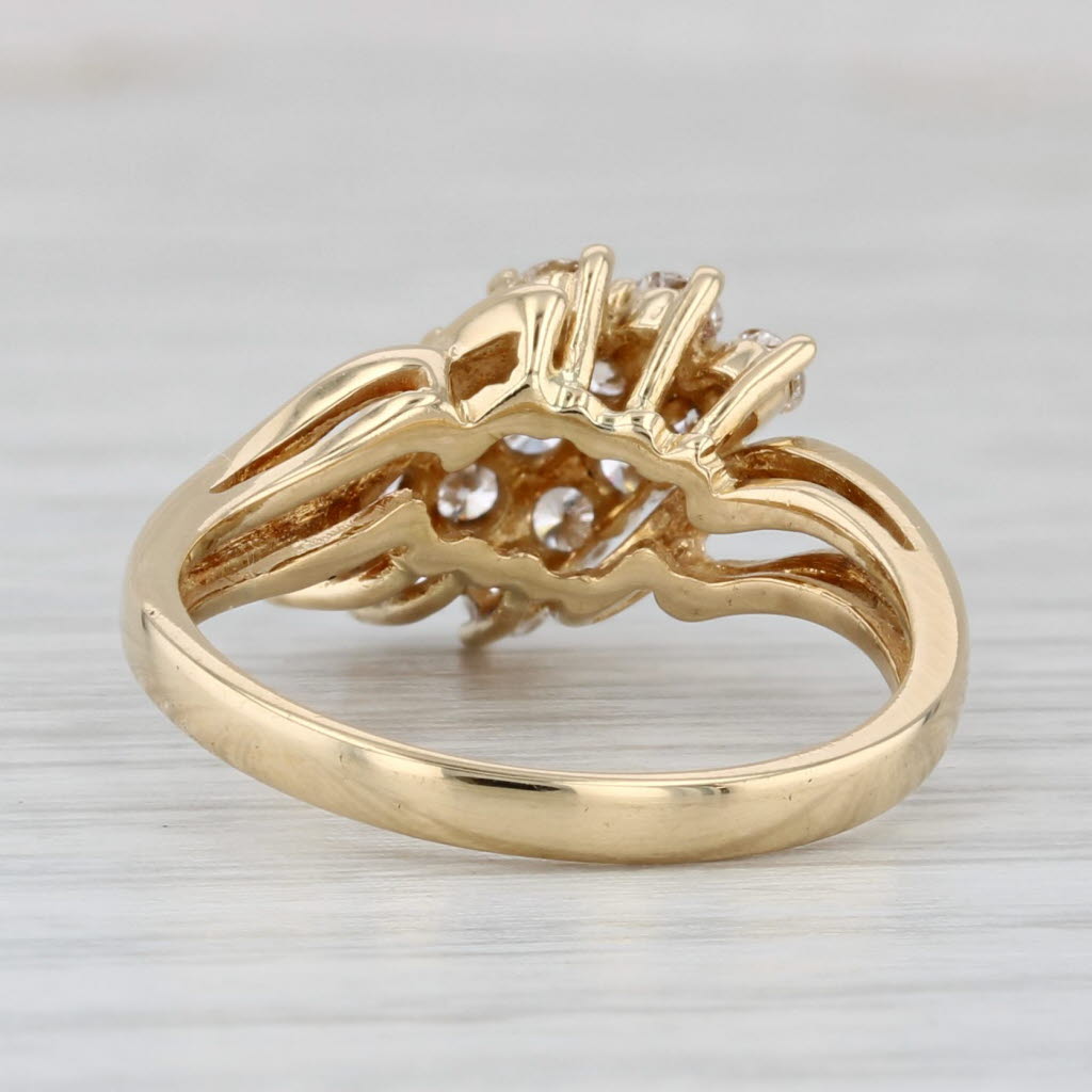 0.66ctw Diamond Cluster Bypass Ring 18k Yellow Gold Size 6.5