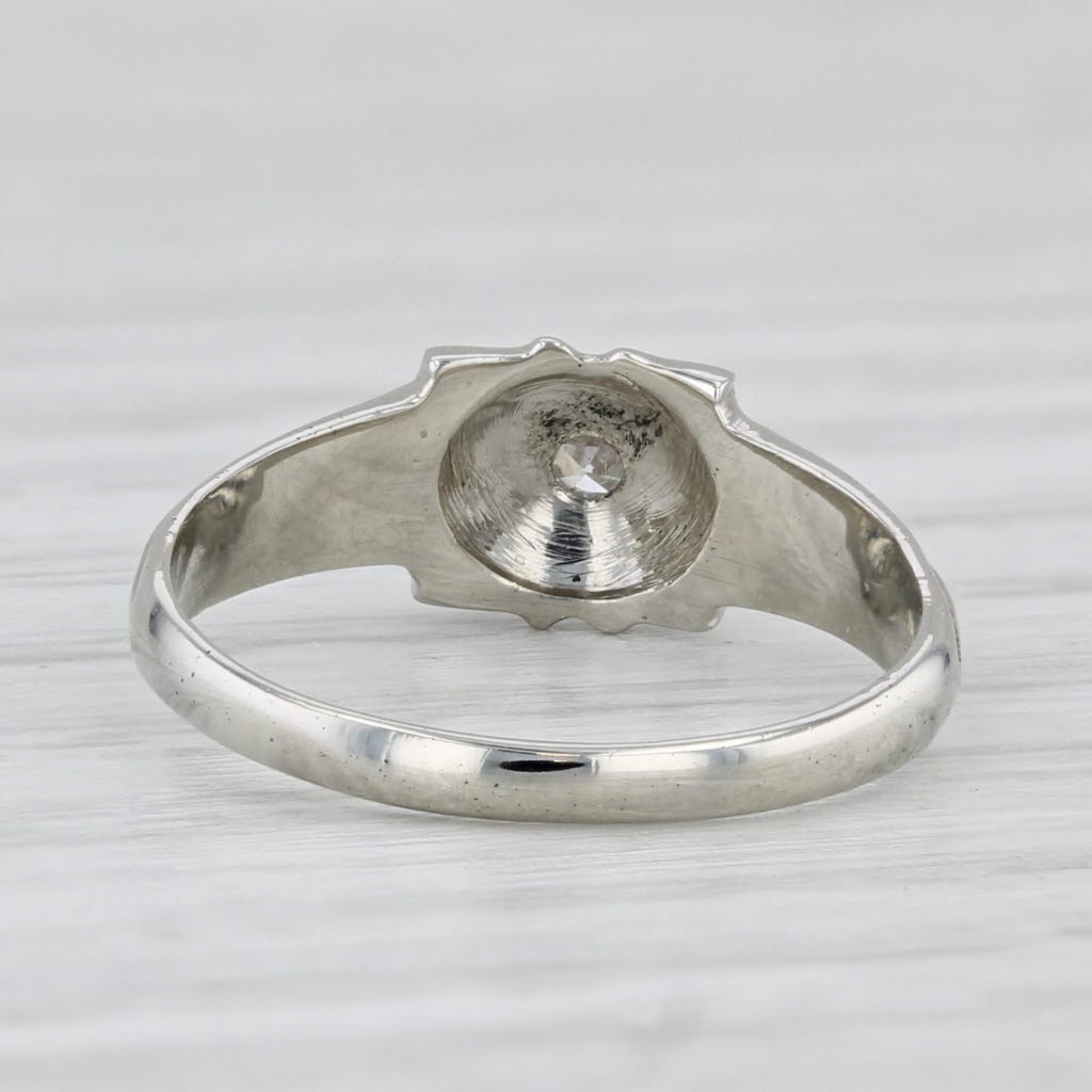 Small Vintage Diamond Solitaire Ring 14k White Gold 2.75 Baby Size