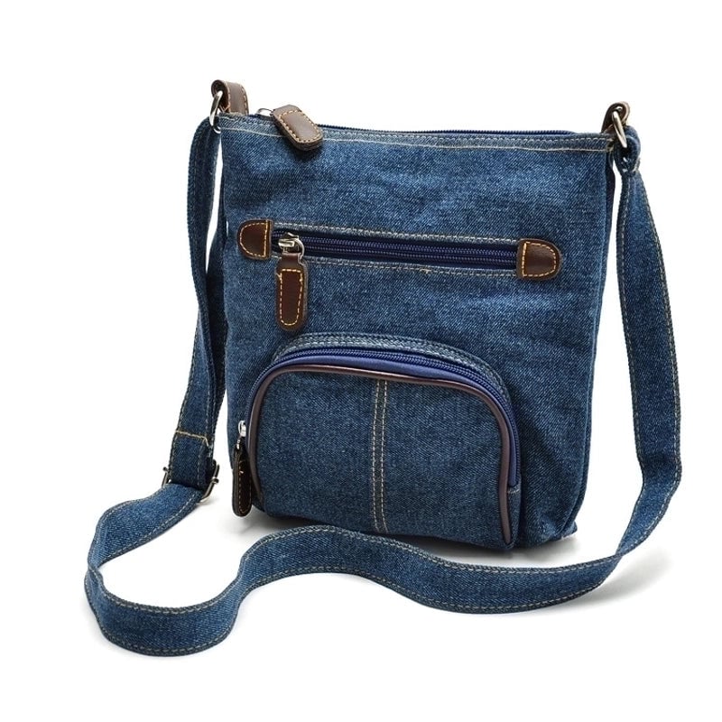 Women's Medium Denim Star Solid Color Basic Streetwear Square Zipper Shoulder Bag Crossbody Bag