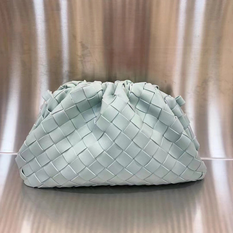 Black Grey Ivory Pu Leather Solid Color Weave Cloud Shape Clutches