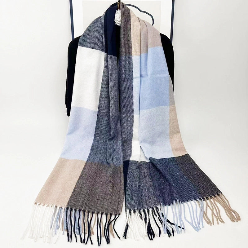 New Autumn And Winter Warm Scarf Factory Plaid Women's Tassel Scarf Thickened Cashmere Shawl