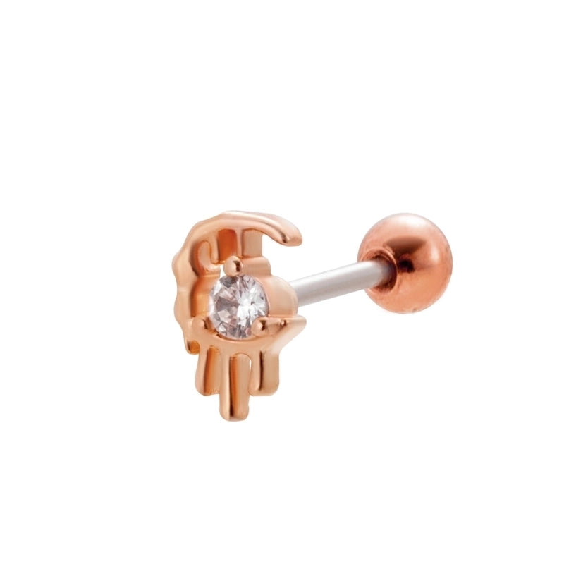 1 Piece Ear Cartilage Rings & Studs Sweet Heart Shape Flower 316L Stainless Steel  Copper Plating Inlay Zircon Ear Cartilage Rings & Studs