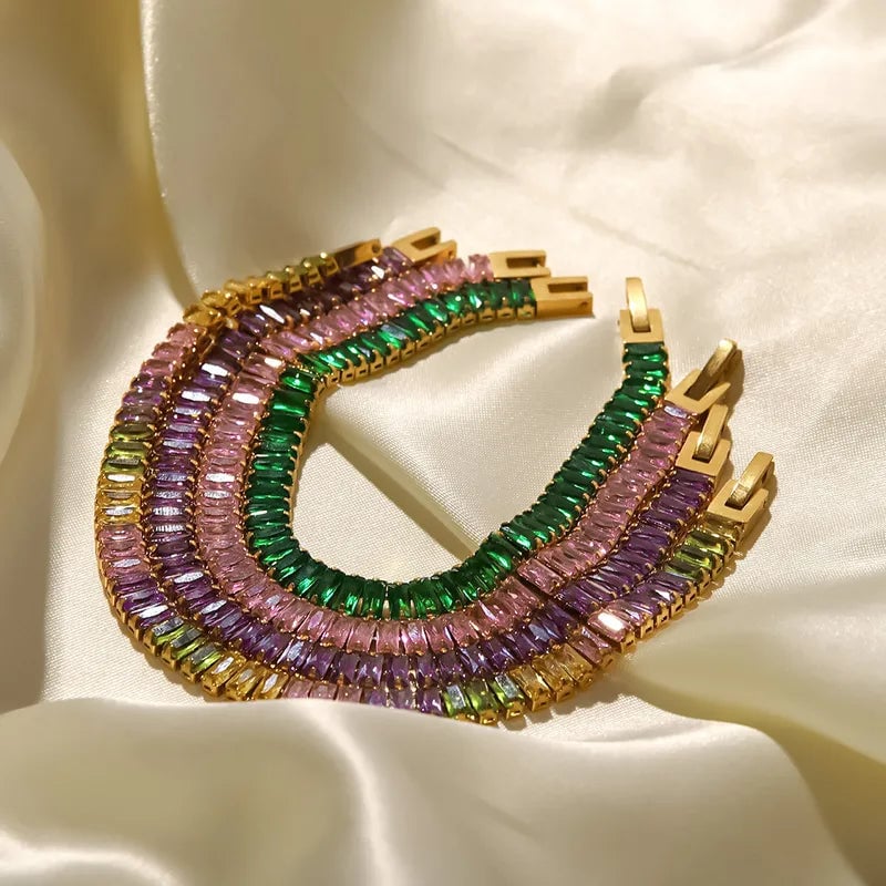 Fashion Geometric Stainless Steel Inlay Zircon Bracelets