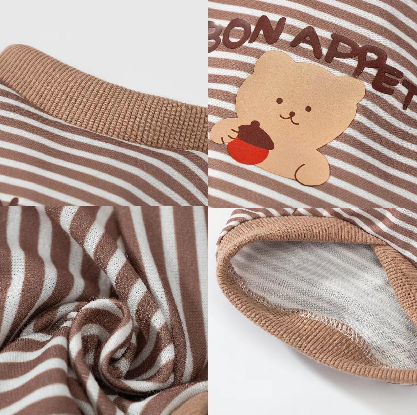 Cartoon Bear Pattern Striped Summer Pet T-Shirt