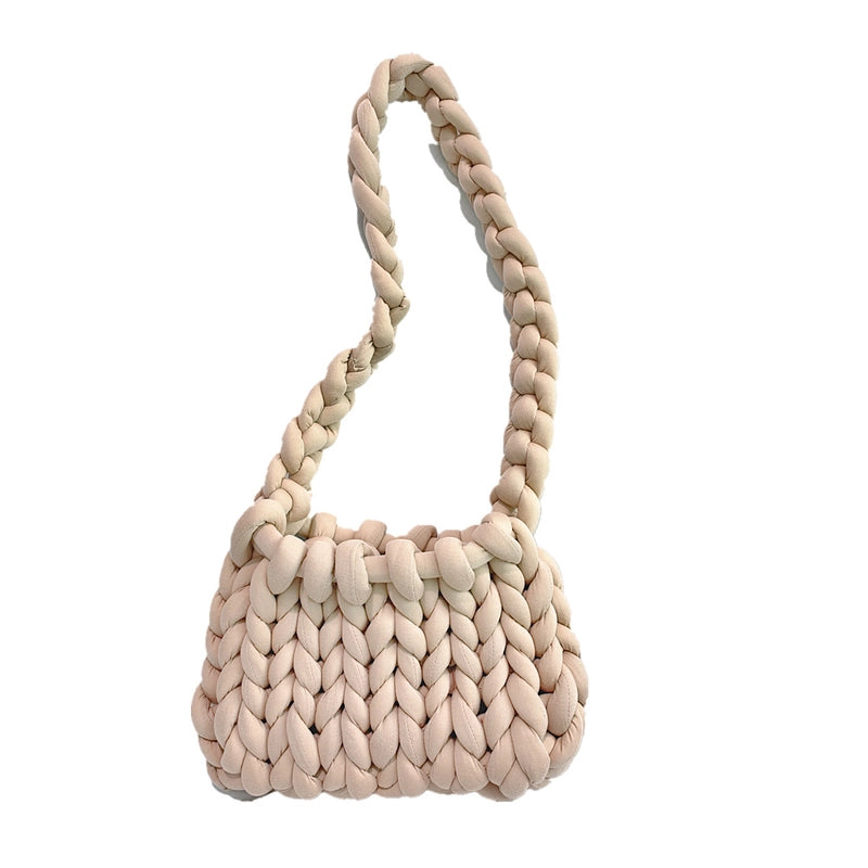 New Thick Ice Island Thread Woven Bag Diy Hand-woven Bag Filling Core Yarn Shoulder Bag