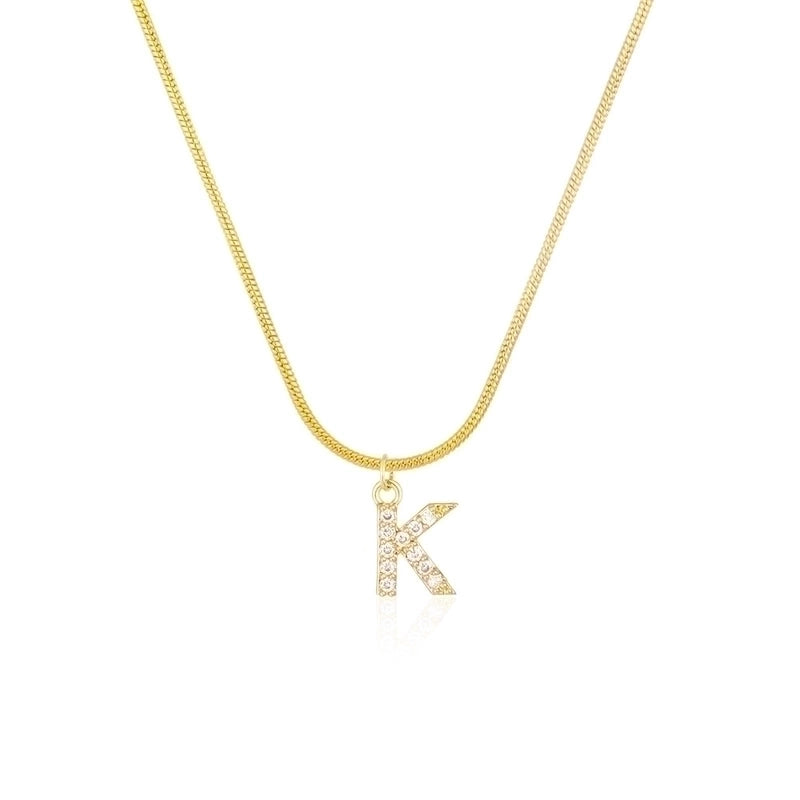 304 Stainless Steel Copper Classic Style Inlay Letter Zircon Pendant Necklace