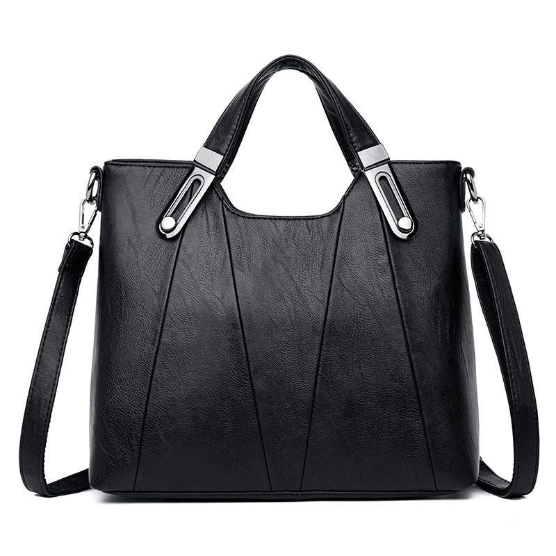 Women's Medium Leather Solid Color Vintage Style Square Zipper Tote Bag