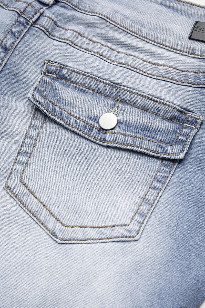 Final Sale!!⚡6 Packs for $24.86⚡ - Wash Double Button Flap Pocket Mid Waist Straight Leg Jeans