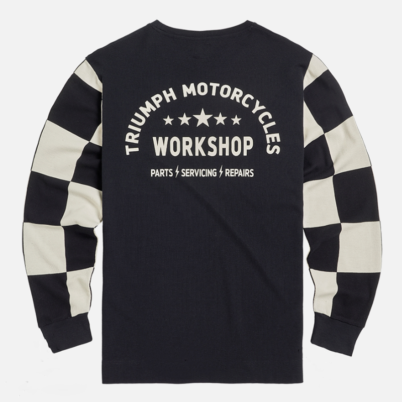 Retro Fashion Checkerboard Pattern Motorcycle T-Shirt