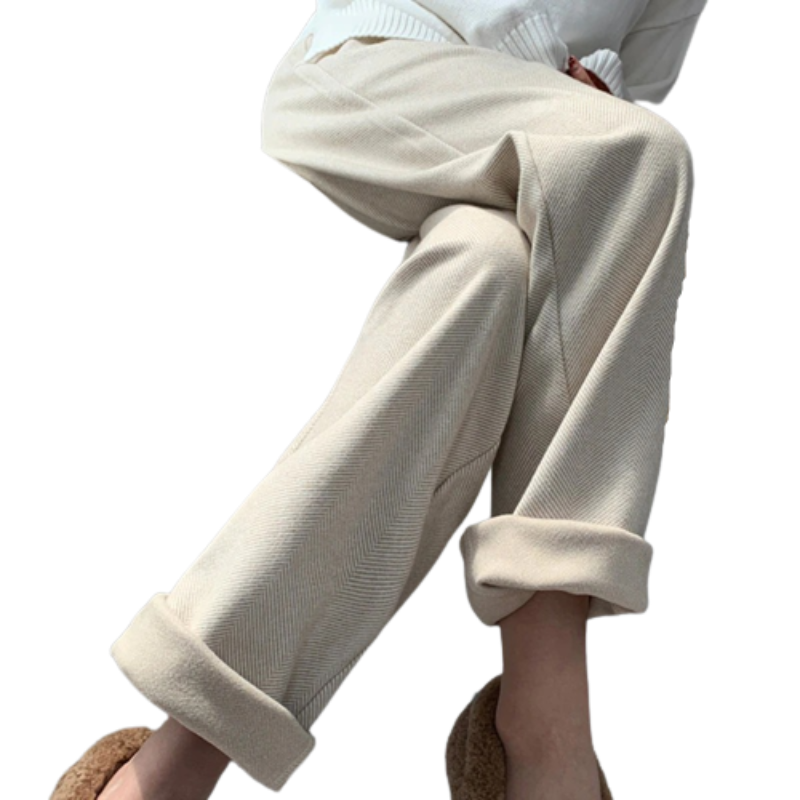 Knitted Straight Leg High Waist Loose Wide Woolen Pants