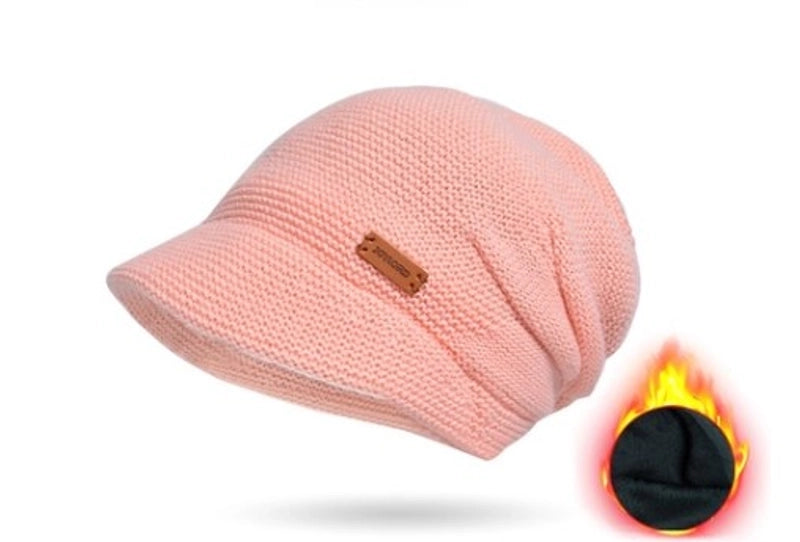 Women's Basic Lady Minimalist Solid Color Wide Eaves Wool Cap