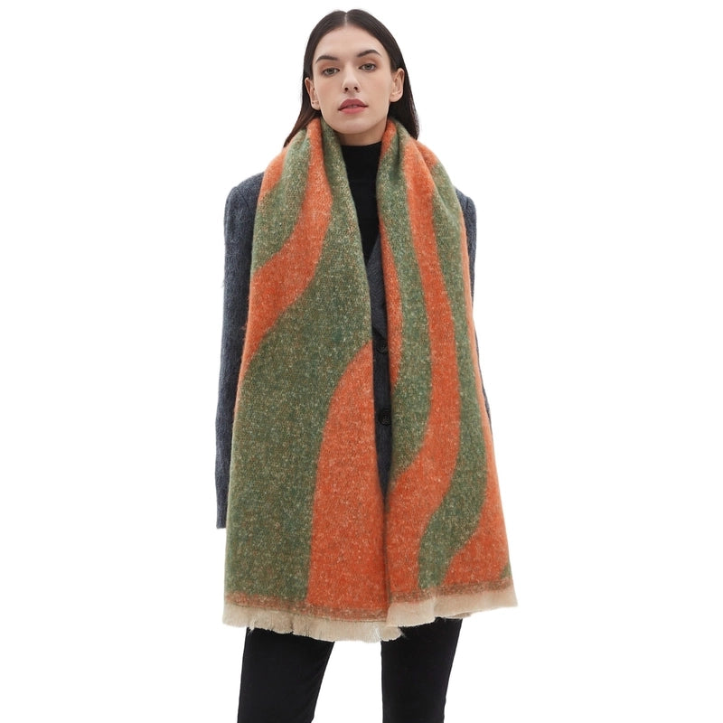 Unisex Casual Minimalist Color Block Stripe Polyester Scarf