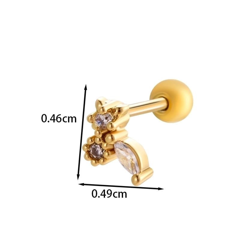 1 Piece Ear Cartilage Rings & Studs IG Style French Style  Water Droplets Flower Copper Inlay Zircon