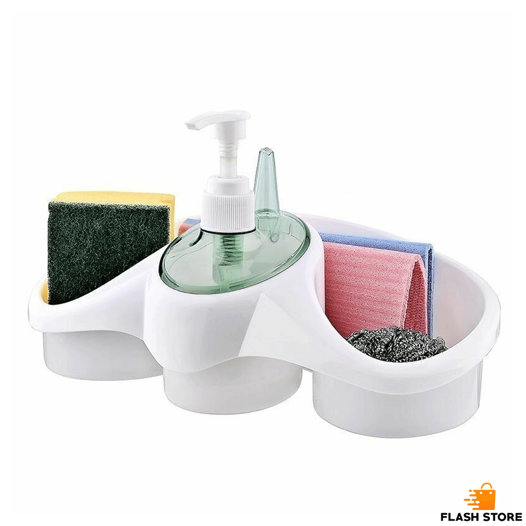 Sponge Holder And Soap Dispenser Sink Organizer