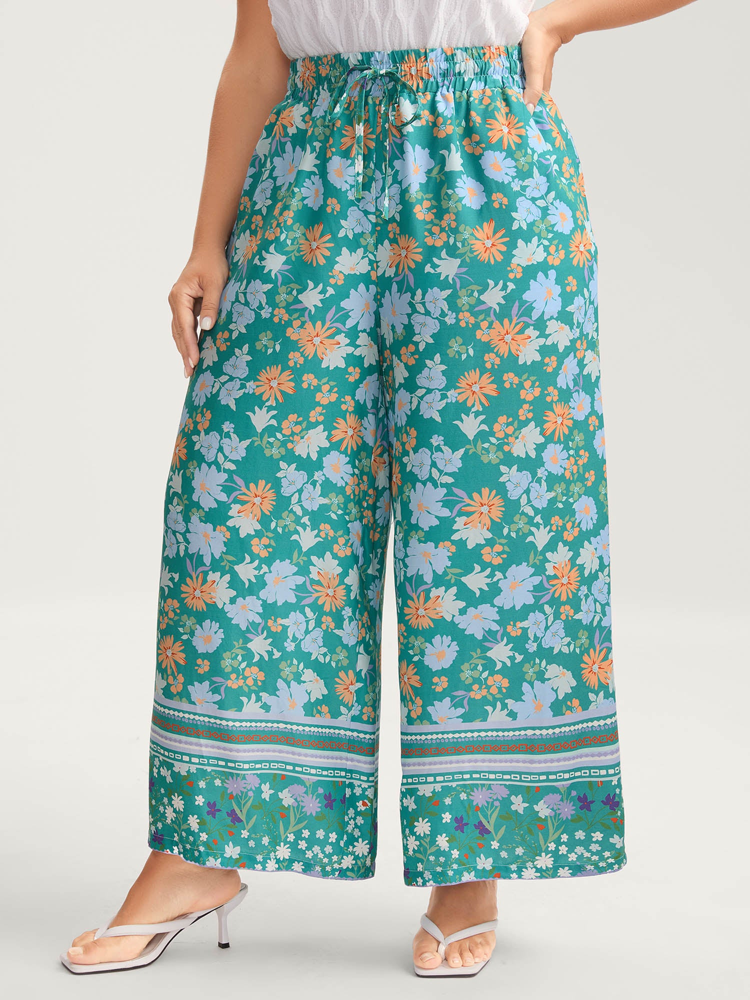 Breezy Floral Print Wide-Leg Pants