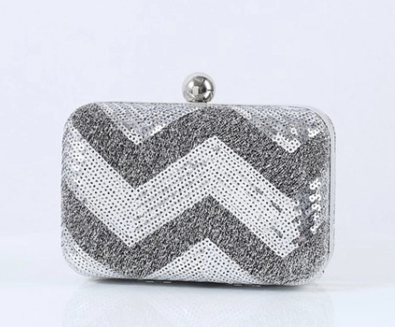 Red Silver Sequin Solid Color Square Evening Bags