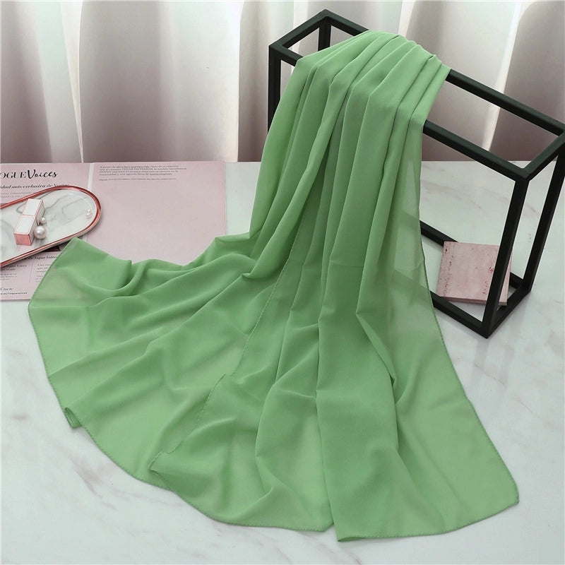 Pearl Chiffon Scarf Solid Color Rectangular Scarf Women's Shawl Basic Scarf
