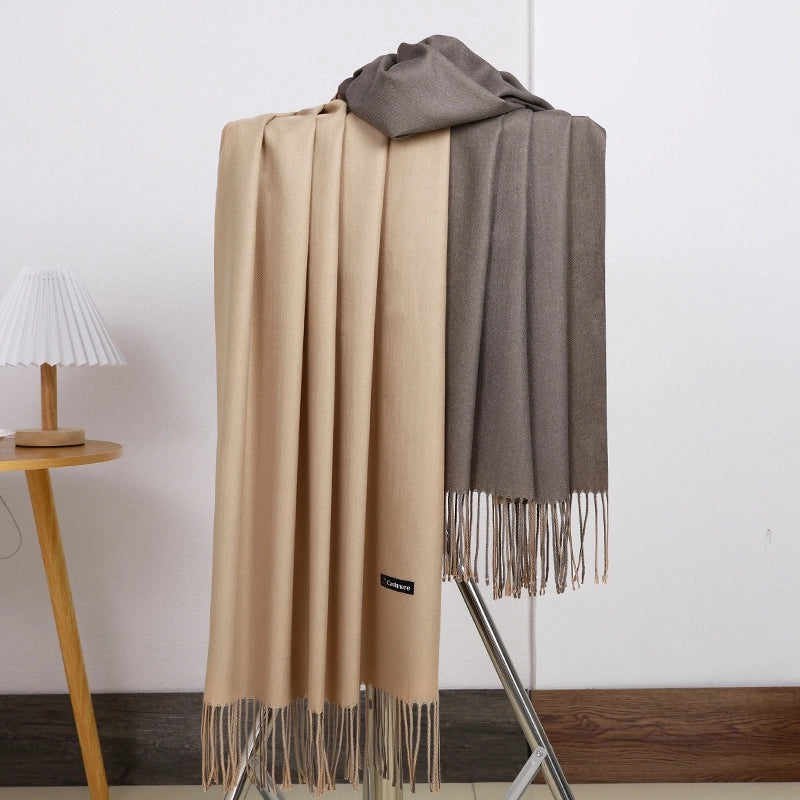 Double-sided Scarf Women's Winter Tassel Cashmere Scarf Autumn And Winter Version New Wool Men's Scarf